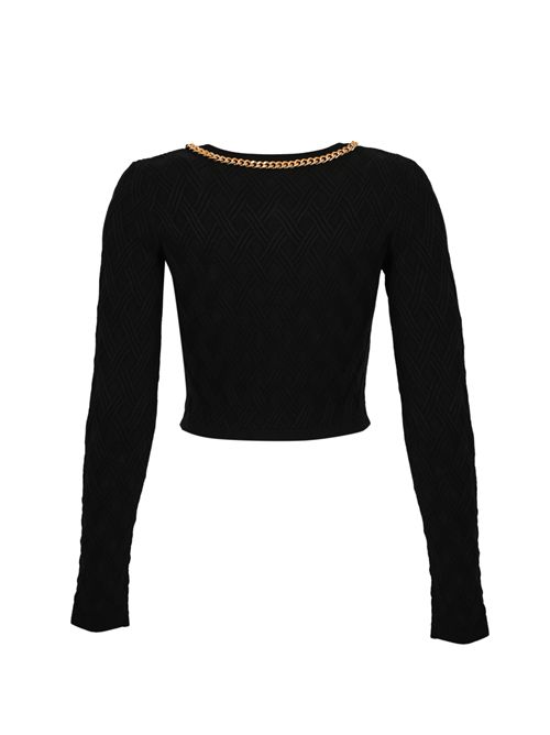 Cardigan in maglia a rombi con dettaglio catena gioiello Elisabetta Franchi | MK29B56E2110